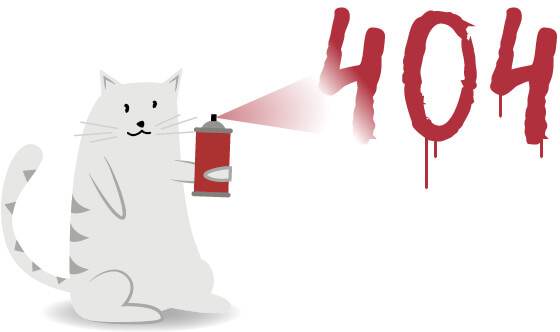 Katze zeichnet 404 an die Wand